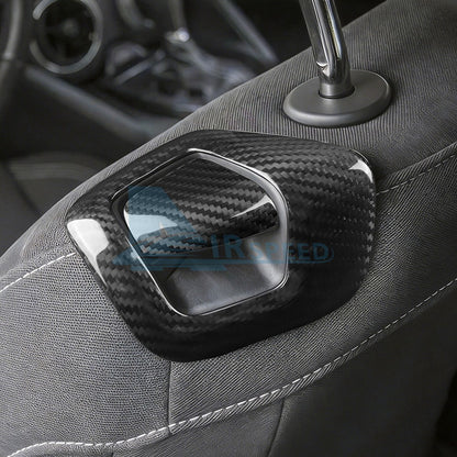 Black Hard Carbon Fiber Seat Back Handle Cover For Chevy Camaro 2016-2024 - detail view 6