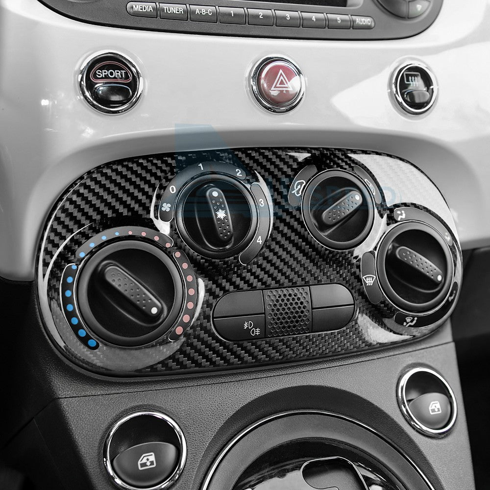 For FIAT 500 08-24 Abarth 595 695 12-24 Car Center AC Frame Cover Carbon Fiber - detail view 7