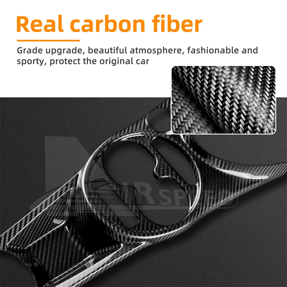 for FIAT 500 Abarth 595 2016-2024 HARD Carbon Fiber Center Water Cup Frame Cover - detail view 5