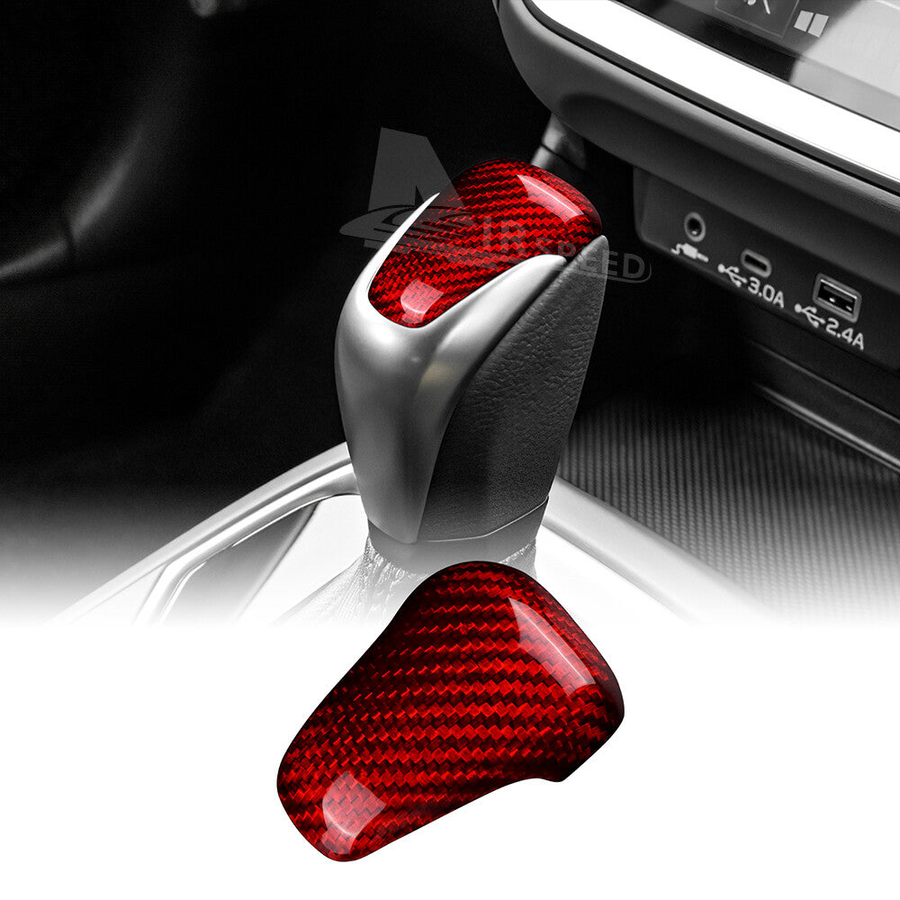 For Subaru Crosstrek 2023-2024 Gear Shift Knob Cover REAL HARD Carbon Fiber RED - product view