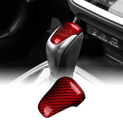 For Subaru Crosstrek 2023-2024 Gear Shift Knob Cover REAL HARD Carbon Fiber RED - product view
