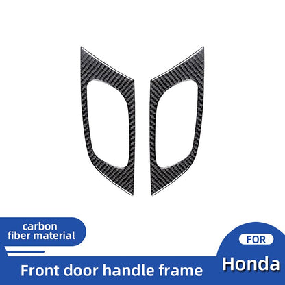 For Honda Civic 2013-2015 Front Door Inner Handle Frame Trim Black Carbon Fiber（U.S. Stock）