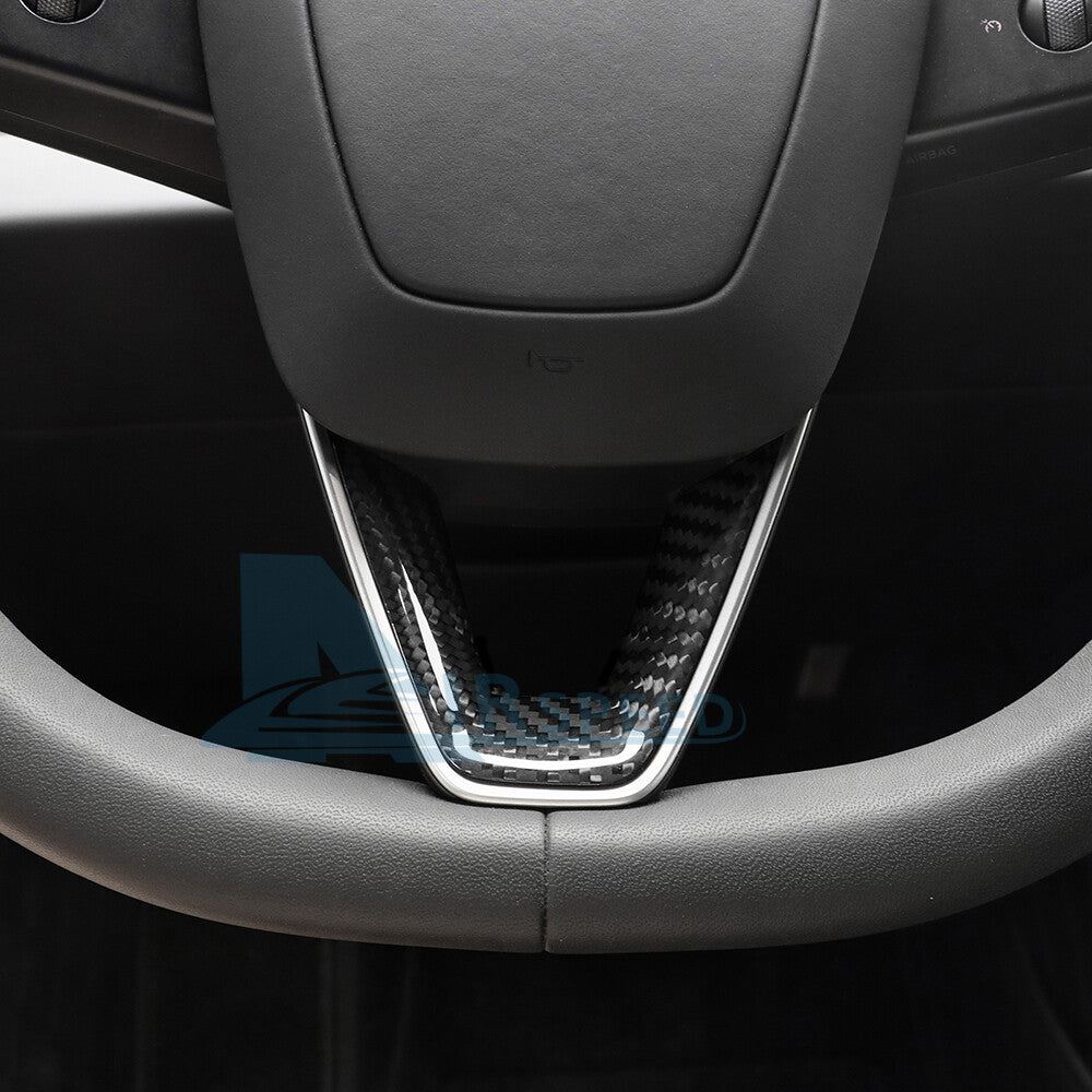REAL HARD Carbon Fiber Steering Wheel Cover For Tesla Model 3 2024 BLACK - detail view 7