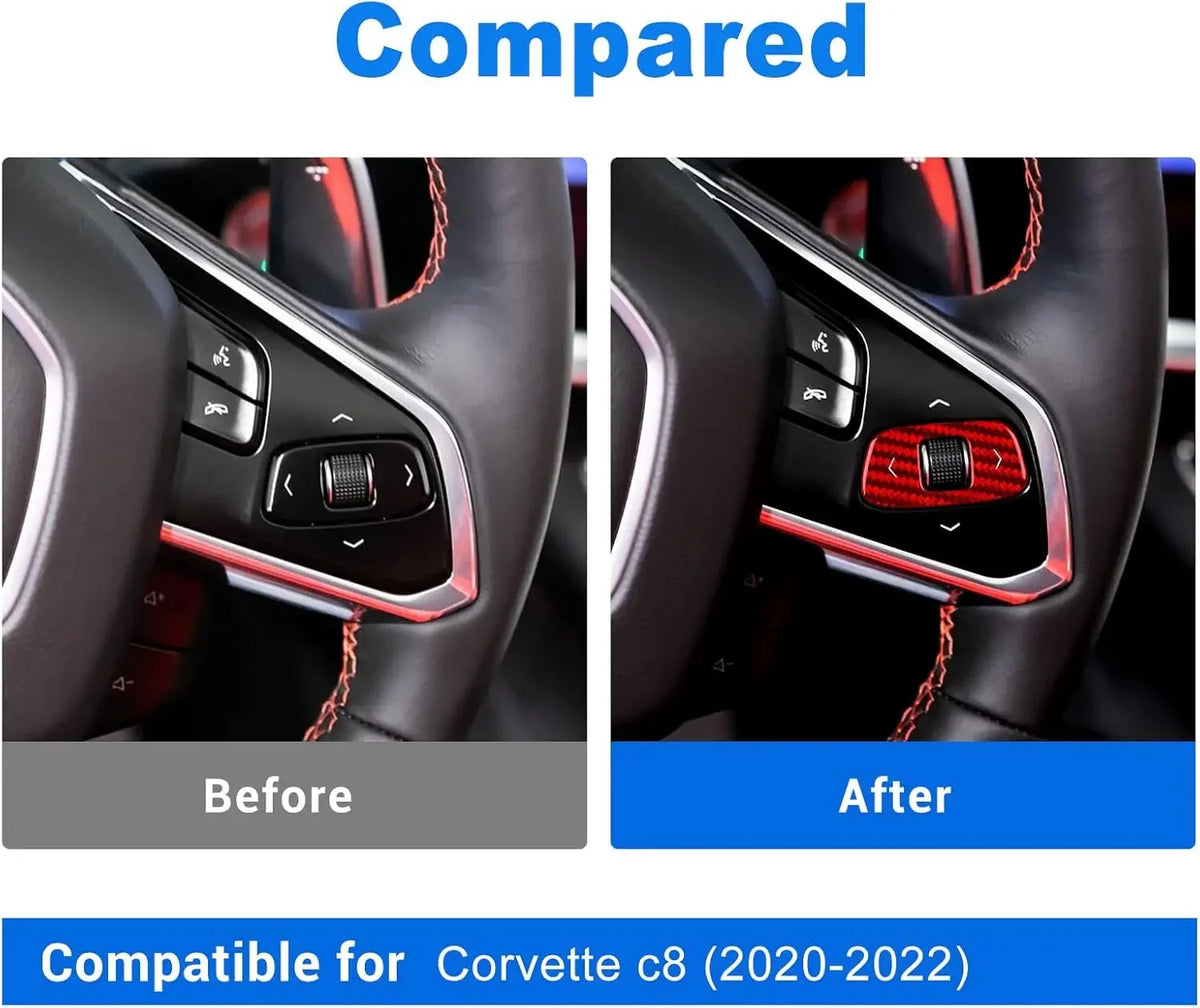 Red Dry Carbon 2-Key Volume Trim White Letter For Corvette C8 2020-2023