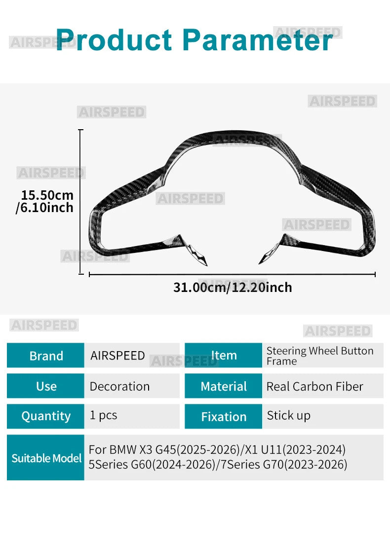 BMW X3 G45 25-26 Steering Wheel Button Frame Black Dry Carbon Fiber - detail view 17