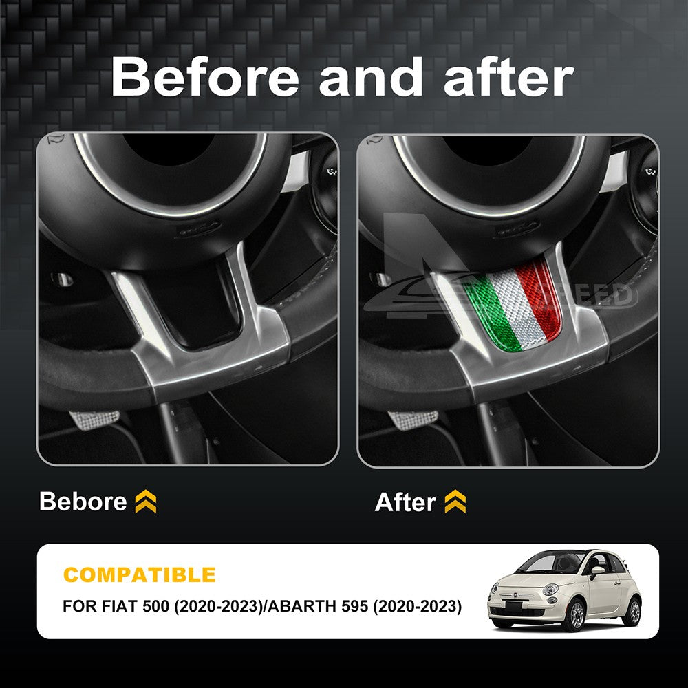 Steering Wheel Interior Chin Sticker Italy Flag For FIAT 500 Abarth 595 20-23 - detail view 4