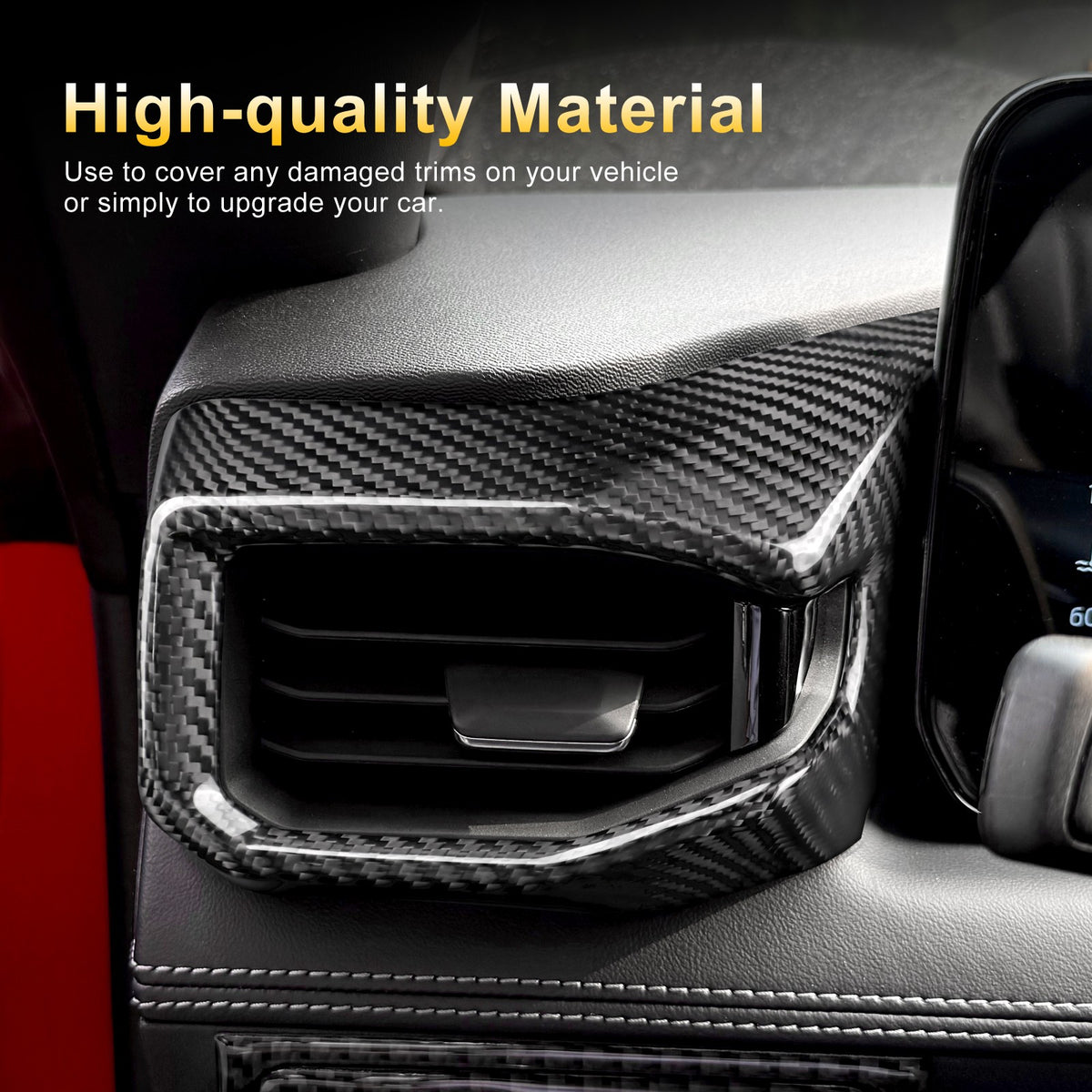 HARD Carbon Fiber Car Driver's Air Ourlet Frame Cover for Ford Mustang 2024-2027 - detail view 5
