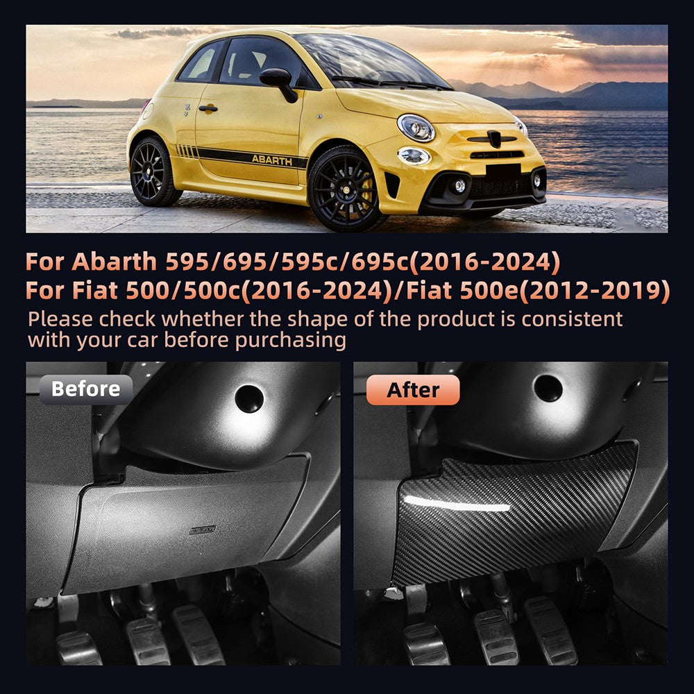 Carbon Fiber Car Driver's Side Airbag Cover for FIAT 500 Abarth 595 695 2016-24 - detail view 3
