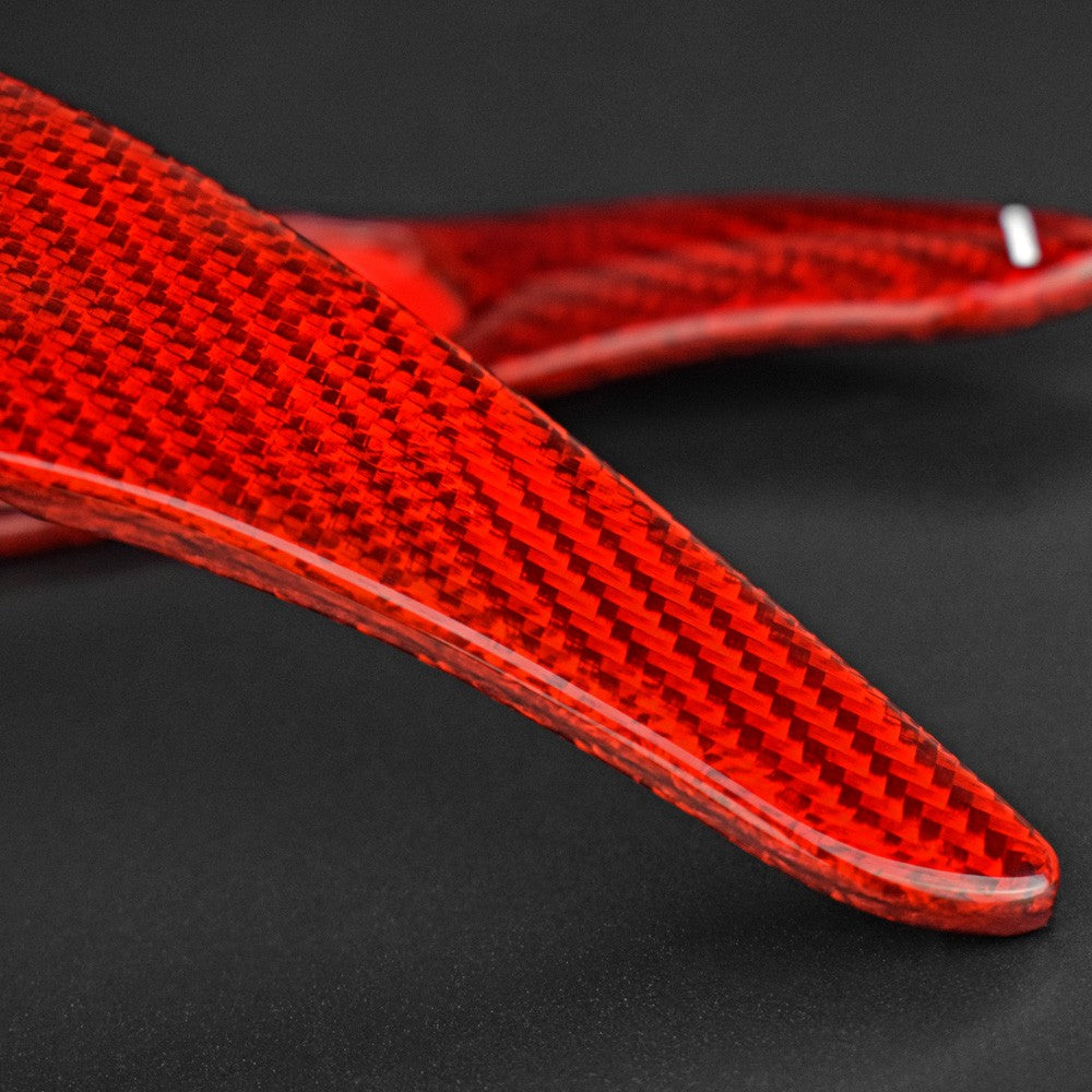 For KIA Stinger (CK) 2017-19 Red Carbon Steering Wheel Paddle Shifter Extension - detail view 9