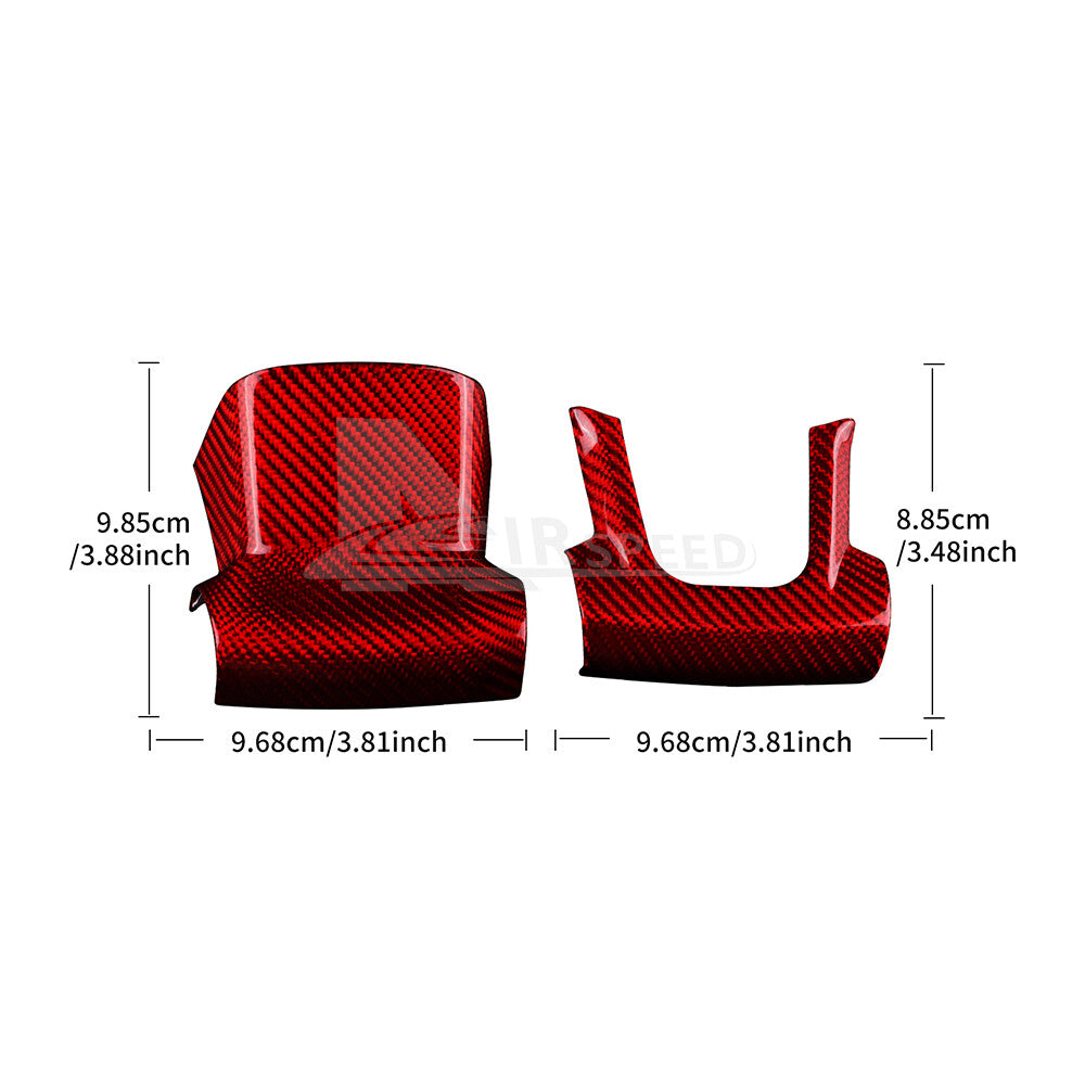 2PCS Red Steering Wheel Center Cover REAL HARD Carbon Fiber For Fiat 500 20-2023 - detail view 3