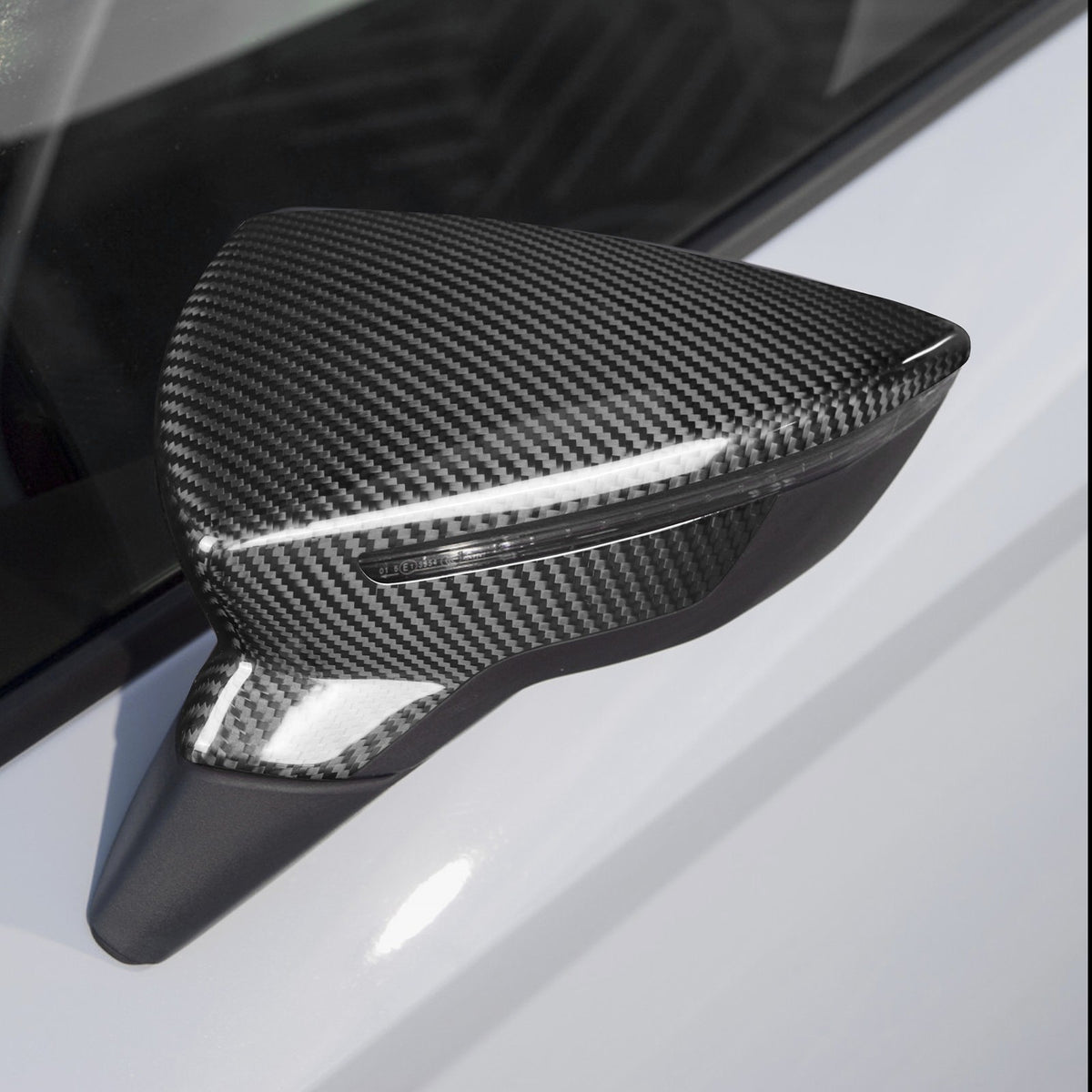 For SEAT Leon 2013-2019 Car Rear View Mirror Cover Decor Trim Black Carbon Fiber - detail view 7