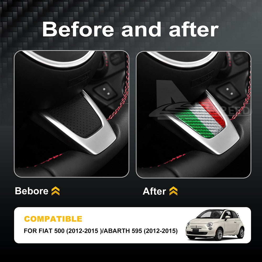 For FIAT 500 Abarth 595 20-23 Italy Flag Carbon Fiber Steering Wheel Chin Cover - detail view 3