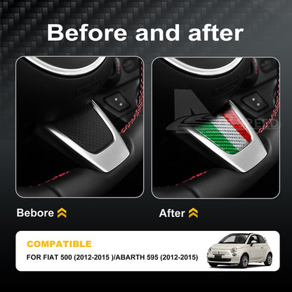 For FIAT 500 Abarth 595 20-23 Italy Flag Carbon Fiber Steering Wheel Chin Cover - detail view 3