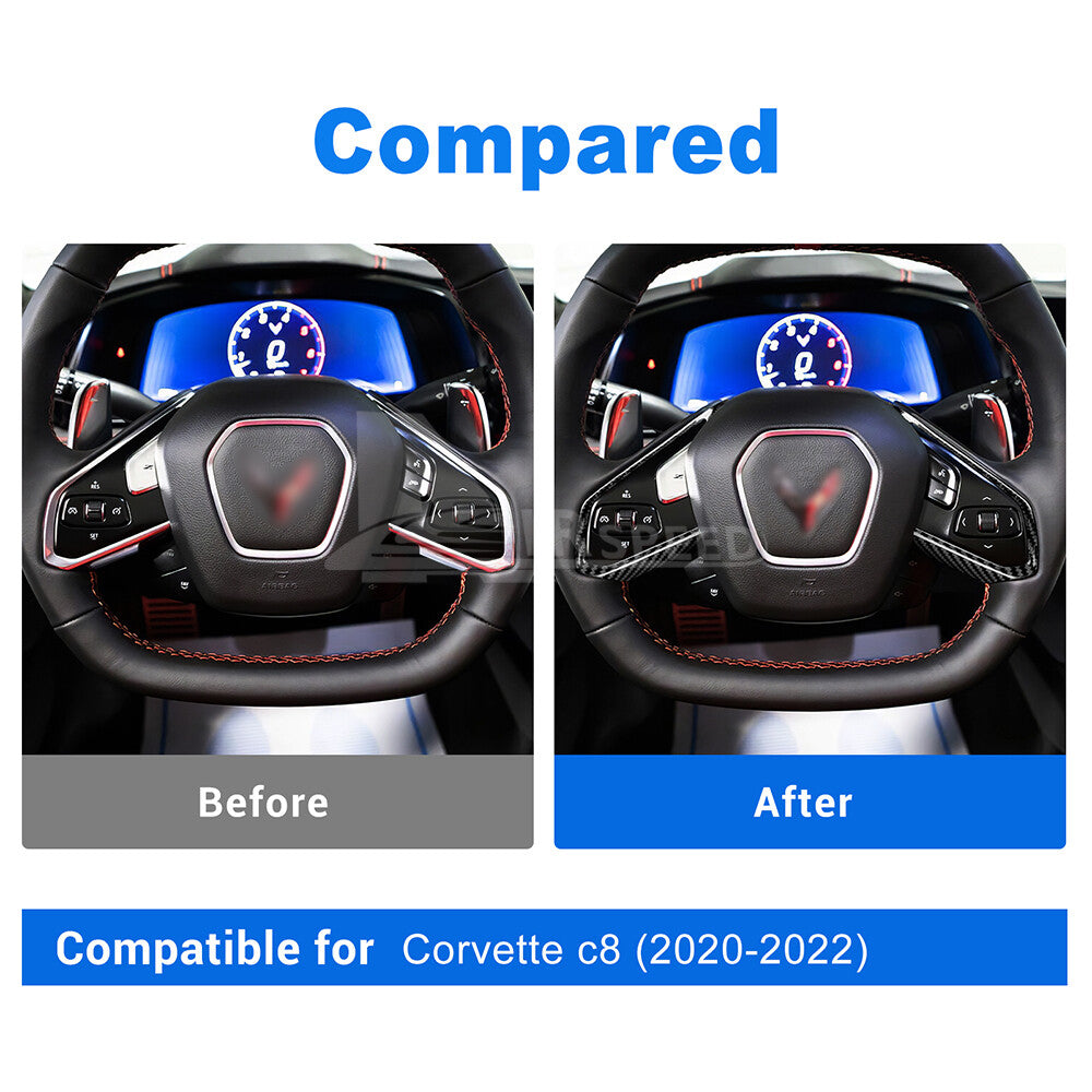 REAL HARD Carbon Fiber For Corvette C8 20-23 Steering Wheel Outer Frame BLACK