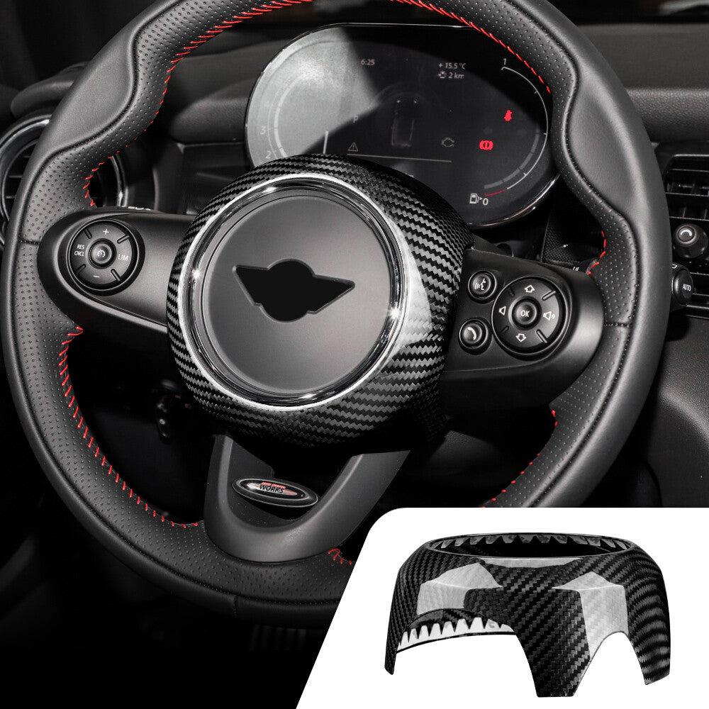 REAL HARD Carbon Fiber Black Steering Wheel Cover For Mini F54 F55 F56 F57 F60 - product view