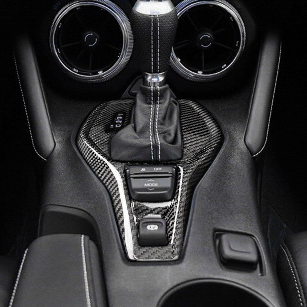 Real Carbon Fiber Gear Shift Panel Cover Sticker For Chevrolet Camaro 2016-2019