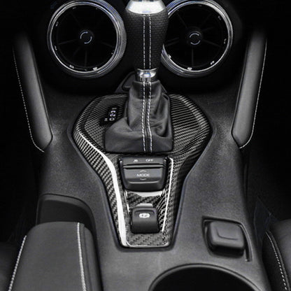 Real Carbon Fiber Gear Shift Panel Cover Sticker For Chevrolet Camaro 2016-2019