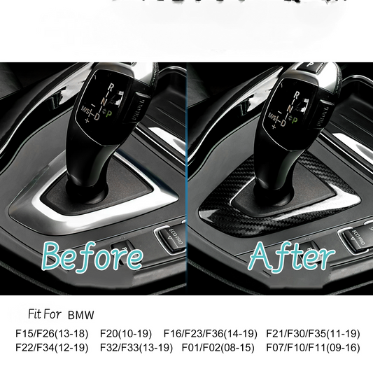 For BMW Series 2008-2019 Gear Shift Base Frame Trim Cover Sticker Carbon Fiber - detail view