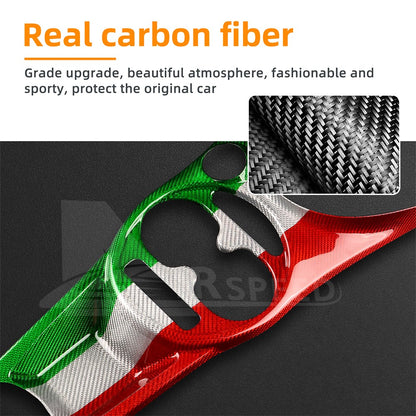 For Abarth 595 695 16-24 Italian Flag Carbon Fiber Center Water Cup Frame Cover - detail view 5