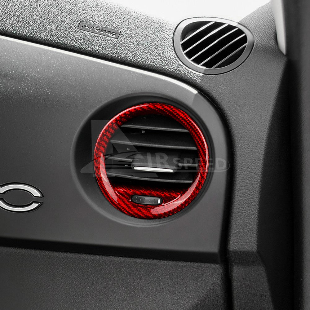 Red Carbon Fiber Center Side Air Outlet Frame Cover for Abarth 595 595C 2012-15 - detail view 7