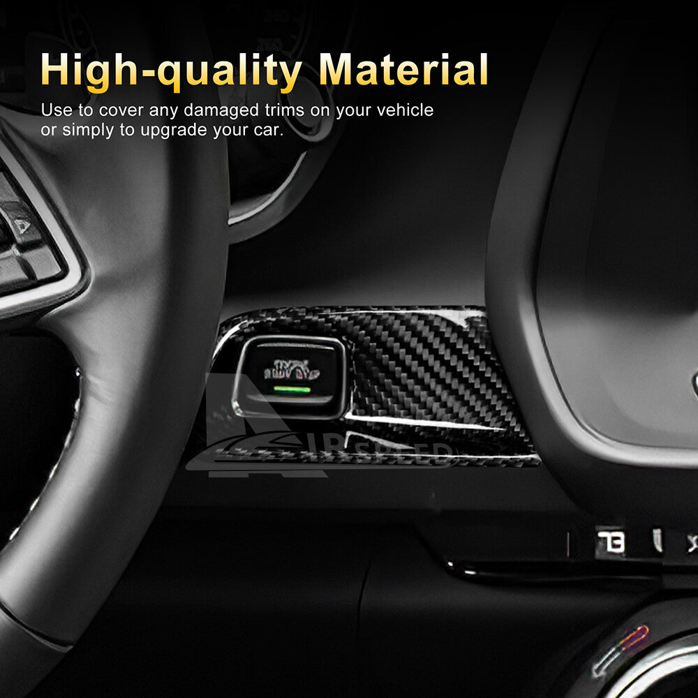 Start Stop Engine Button Frame Cover REAL HARD Carbon Fiber For Camaro 2016-2024 - detail view 5