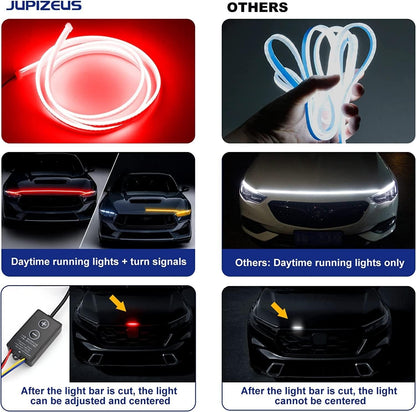 For Universal 1.5M Two-Color Engine Cover LED Light Bar Red Yellow - FREE GIFT