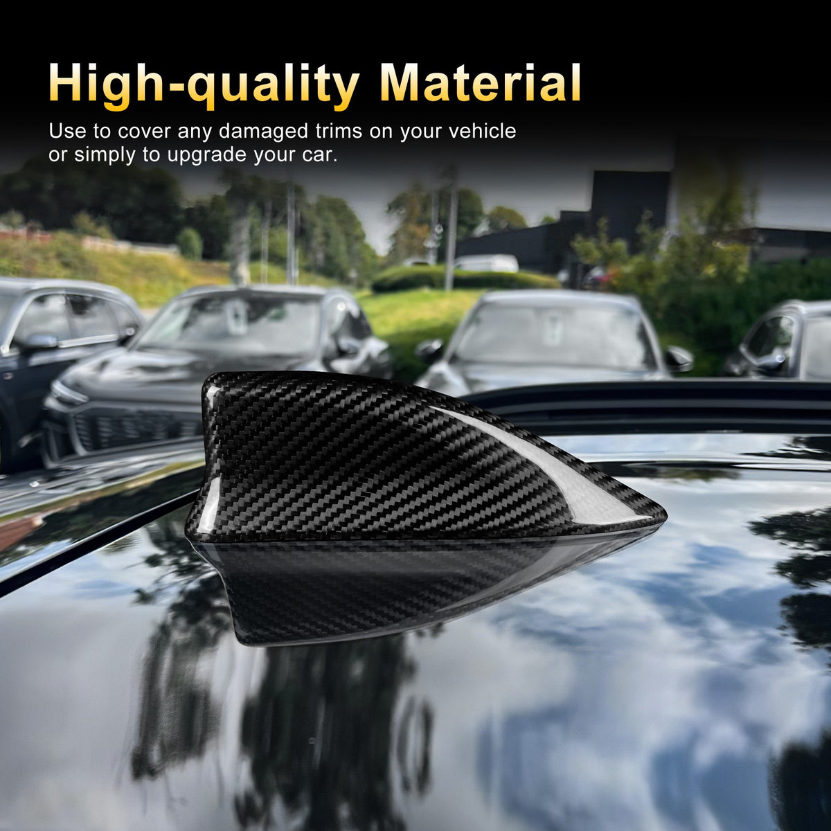 For Toyota Yaris Cross/GR Yaris 2020-2024 Black Carbon Fiber Roof Antenna Cover - detail view 5