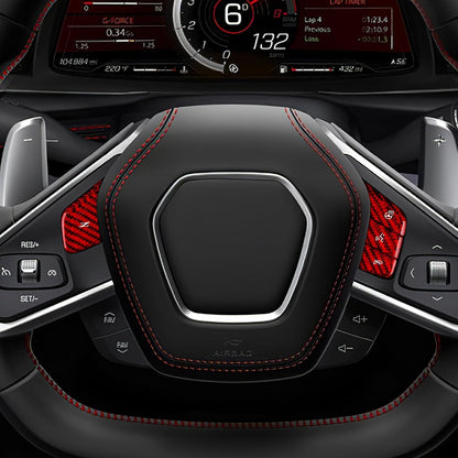For C8 Corvette 20-23 Red Hard Carbon Heat & Voice Control Button Cover