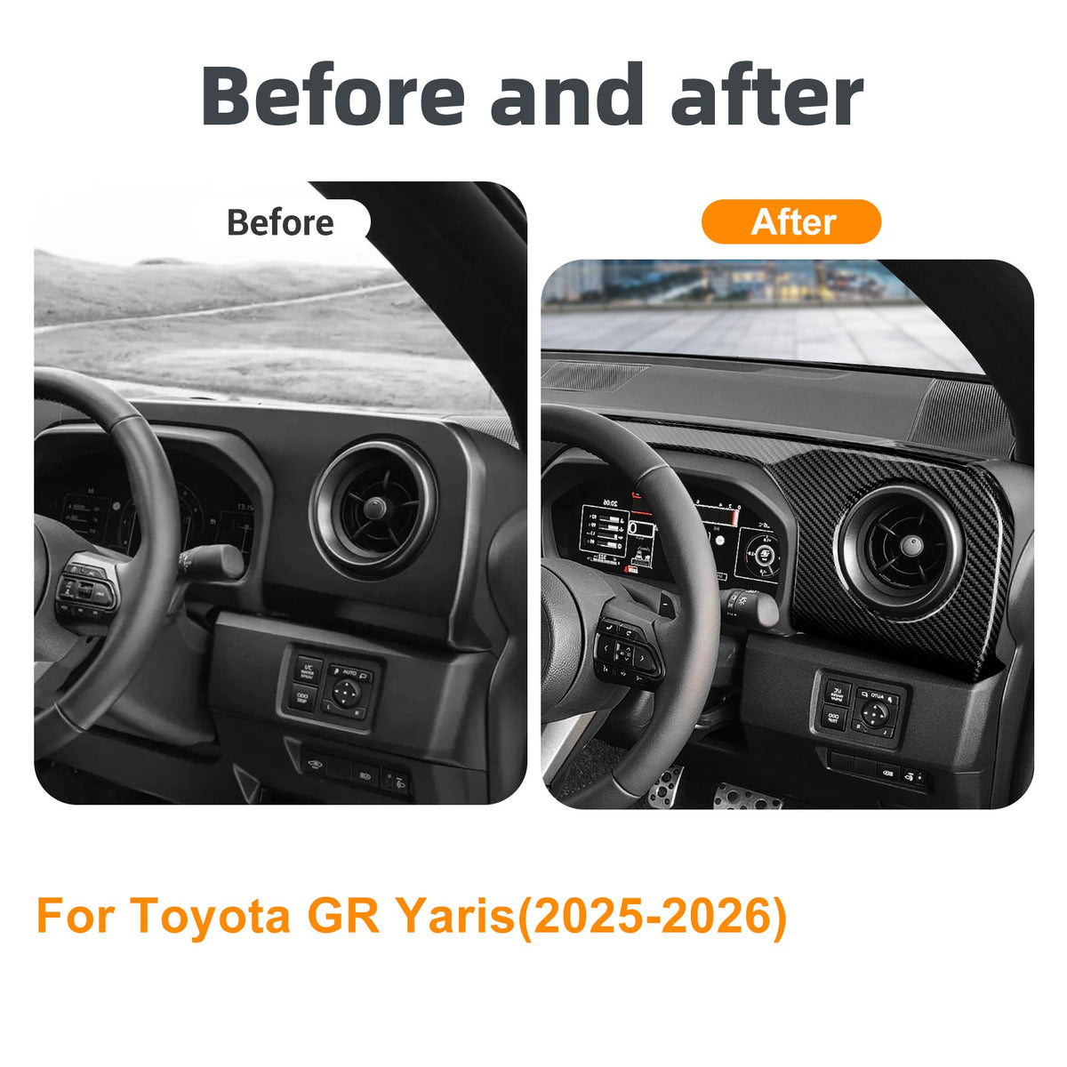 Driver's Air Outlet Panel Cover Black Carbon Fiber for Toyota GR Yaris 2025-2026 - detail view 4