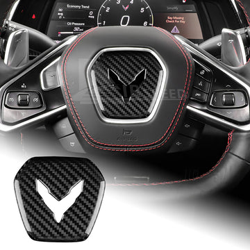 For Corvette C8 2020-23 Steering Wheel Center Cover Trim Real HARD Carbon Fiber