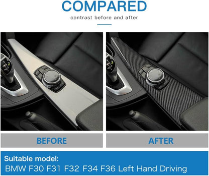 For 14-18 BMW F30 M3 F80 LHD Black Carbon Media Panel Trim - detail view 3