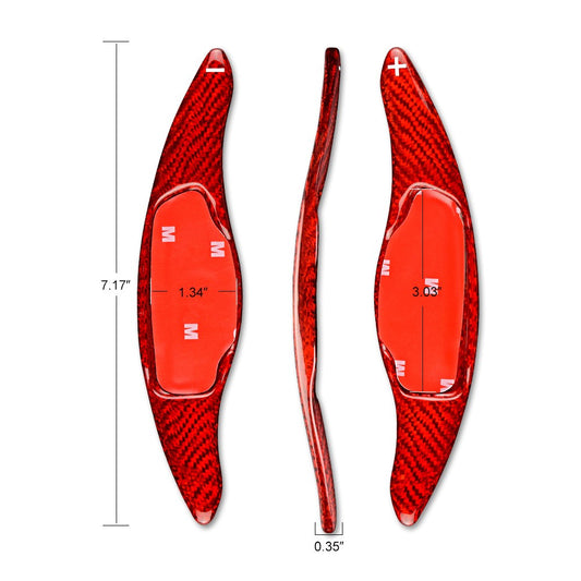 For KIA Stinger (CK) 2017-19 Red Carbon Steering Wheel Paddle Shifter Extension - detail view