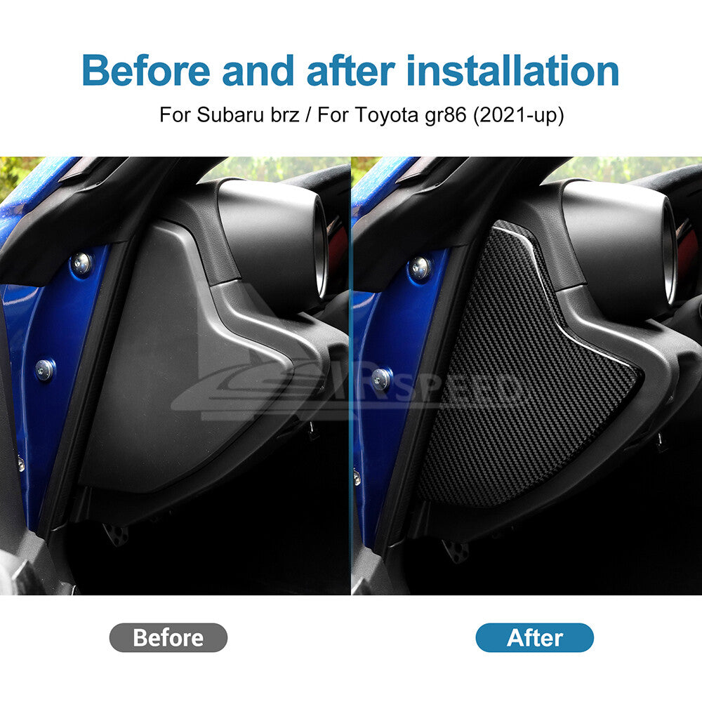 REAL HARD Black Carbon Fiber Dashboard Side Cover For Subaru BRZ GR86 2021-2023 - detail view
