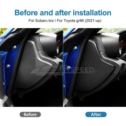 REAL HARD Black Carbon Fiber Dashboard Side Cover For Subaru BRZ GR86 2021-2023 - detail view
