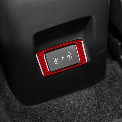 Red Car Rear USB Frame Sticker Trim Carbon Fiber For Hyundai Tucson 2022-2025（U.S. Stock）