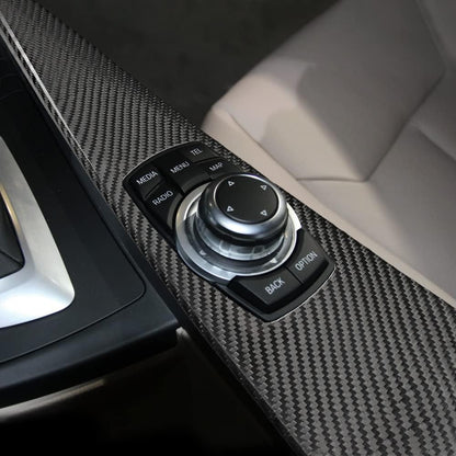 For 14-18 BMW F30 M3 F80 LHD Black Carbon Media Panel Trim - detail view 4
