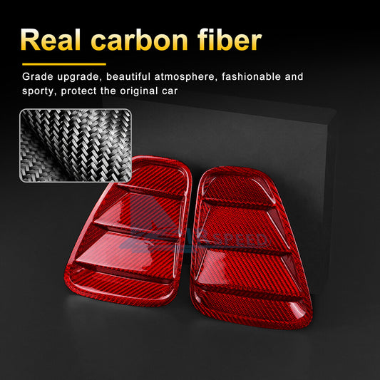 Red Real Hard Carbon Fiber Rear Tail Light Cover For Fiat 500 Abarth 595 2017-23 - detail view
