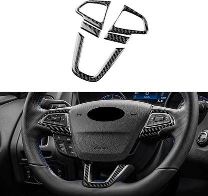 For Ford Focus 2015-2018 Black Carbon Steering Key Frame Lower Decor Panel - FREE GIFT