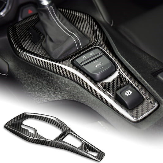 Real Carbon Fiber Gear Shift Panel Cover Sticker For Chevrolet Camaro 2016-2019
