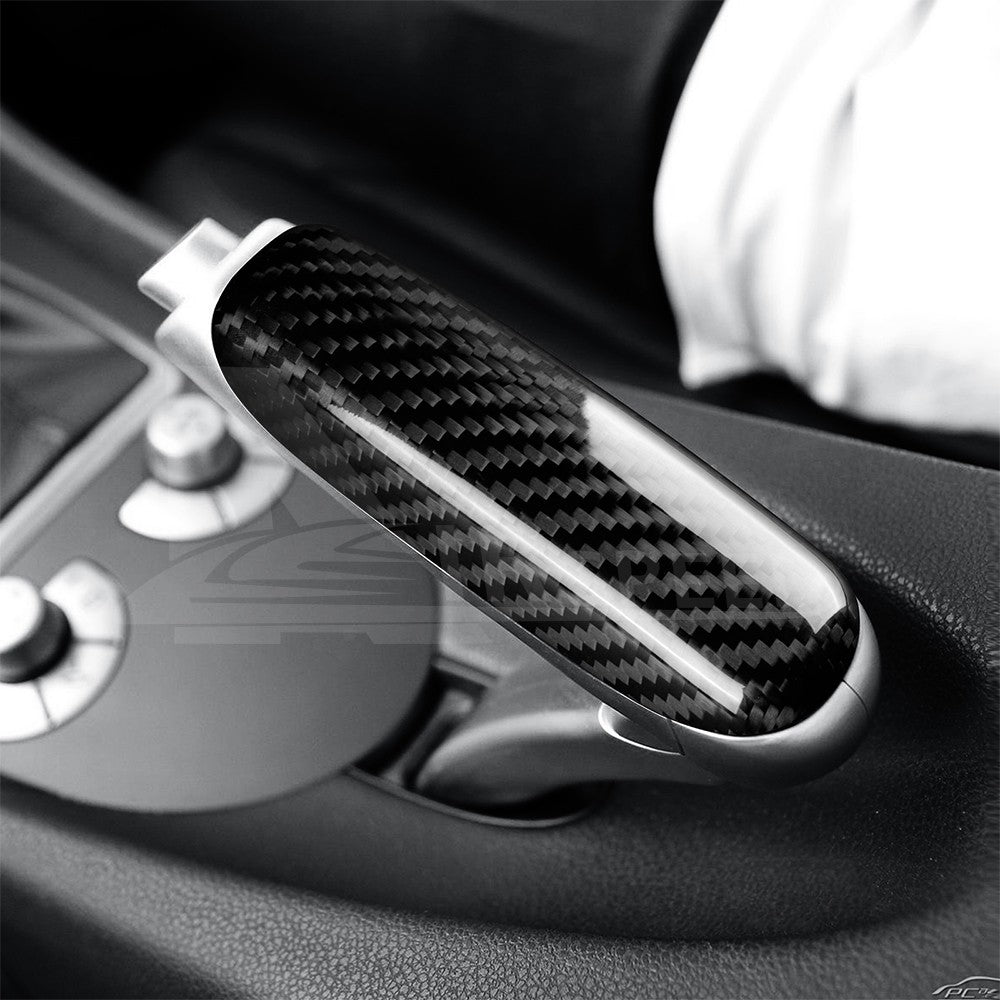 For Benz SLK 2004-2010 Center Handbrake Decorative Cover HARD Black Carbon Fiber - detail view 8