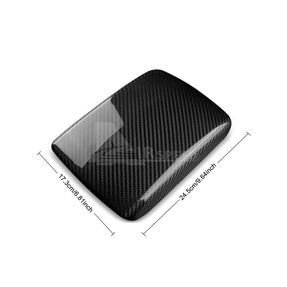 RRAL HARD Carbon Fiber Black Center Armrest Box Cover For Subaru WRX 2022-2023 - detail view 4