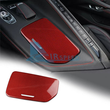 For Corvette C8 20-2024 REAL HARD Carbon Fiber Center Water Cup Holder Cover RED