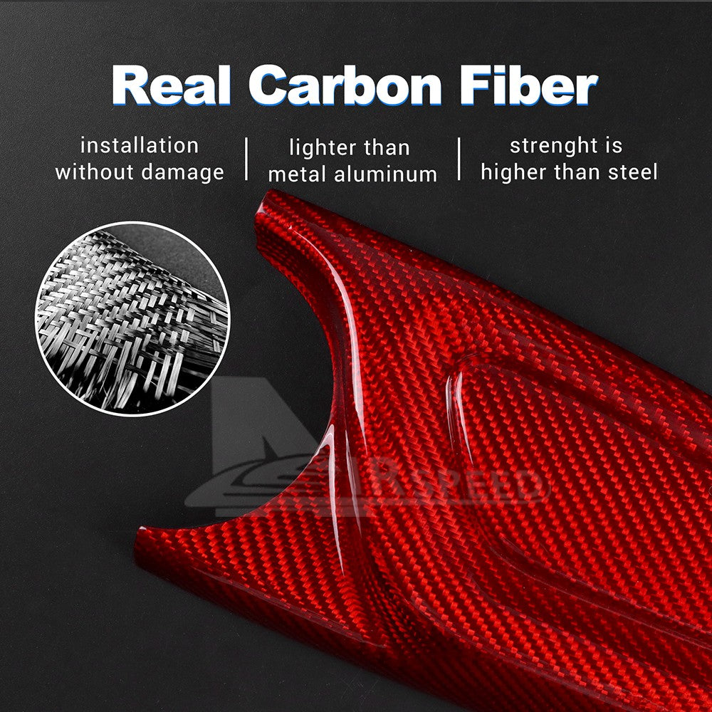 For MINI F60 2017-2022 Car Center Armrest Box Side Cover Trim Red Carbon Fiber - detail view 4