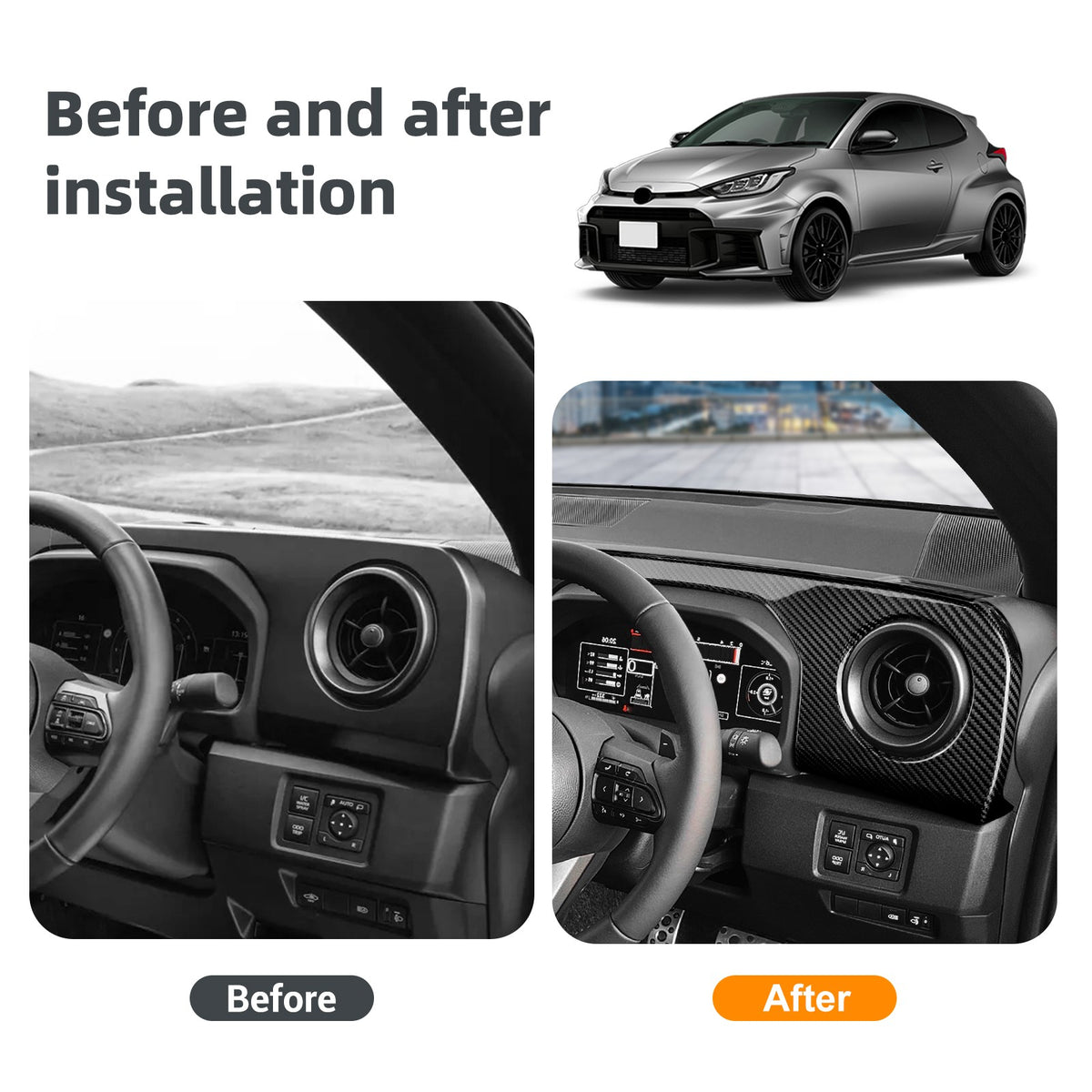 Driver's Air Outlet Panel Cover Black Carbon Fiber for Toyota GR Yaris 2025-2026 - detail view 3