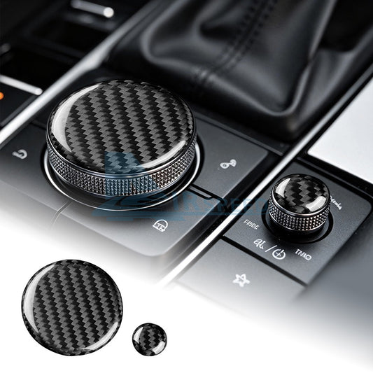 Car Center Volume Button Stickers Black Carbon Fiber for Mazda 3 Axela 2019-2026 - product view