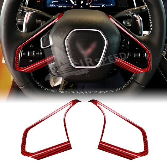 For Corvette C8 20-2023 Steering Wheel Outer Frame Cover REAL HARD Carbon Fiber