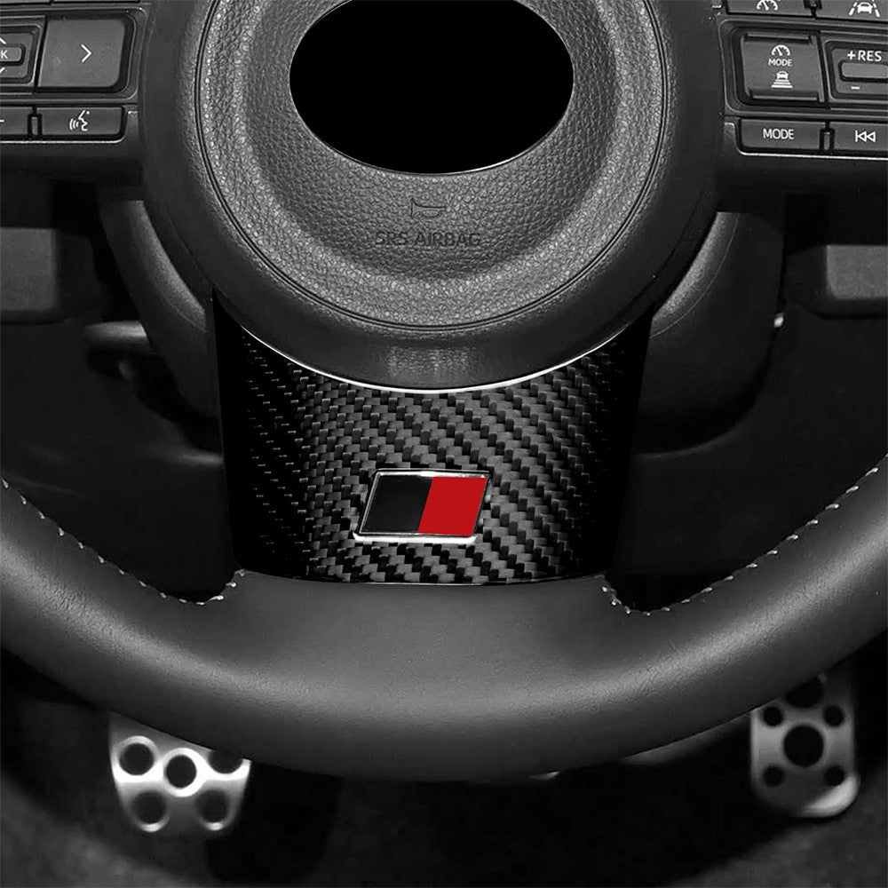 Black Carbon Fiber Car Steering Wheel Chin Cover for Toyota GR Yaris 2020-2026 - detail view 8