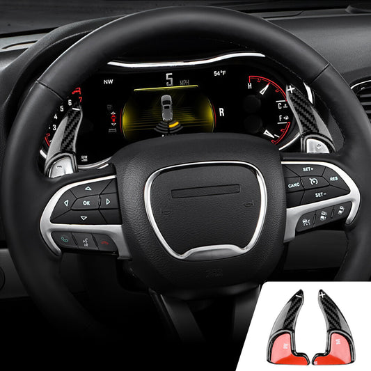 Carbon Fiber Steering Wheel Paddle Shifter Cover For Challenger Charger Durango
