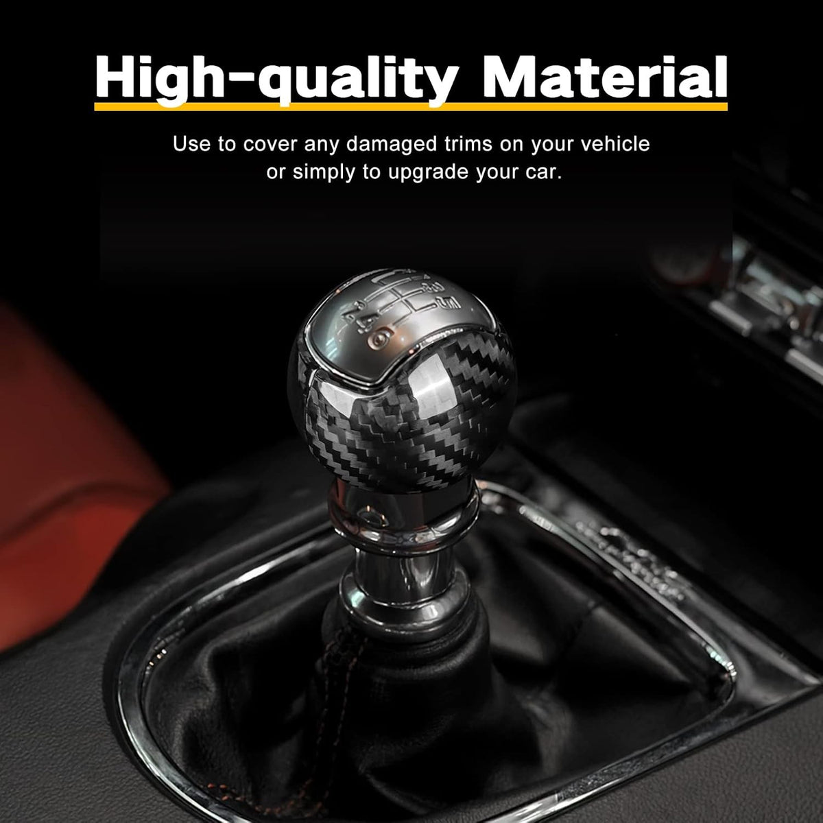 Hard Carbon Shift Knob 2Pcs For Ford Mustang Manual 15-23 Black - detail view 3