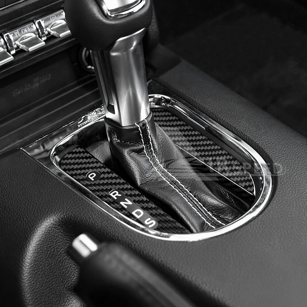 For Ford Mustang 2015-2023 Gear Shift Console Panel Cover REAL HARD Carbon Fiber - detail view 4